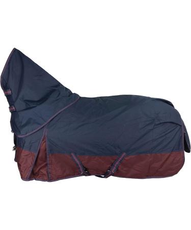 RL24 Weiddecke Full Neck 600D Waterproof Horse Blanket | Transition Rain Sheet | Polarfleece Lining | Size 145 cm Navy/Brown - Buy Online on SooperMarket.com