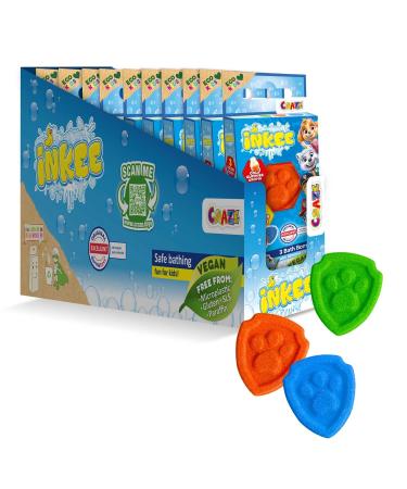 INKEE Paw Patrol Mini Bath Bombs Kids Pack of 10 - 30 Bath Bombs in 3 Colors with Almond Oil & Cola Gum Flavor 8x Paw Patrol Bath Bombs