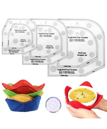 Bowl Cozy Template 3 Sizes, Clear Acrylic Bowl Wrap Clear Bowl Cozy Pattern Template Cutting Ruler Set, Transparent Quilting Templates Cozy Bowl Template Set for DIY Kitchen Art Craft