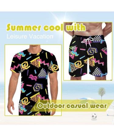 Arssm Men's Vintage 2-Piece Shirts and Shorts Set for Retro Summer Party - Black, X-Large - Buy Online on SooperMarket.com
