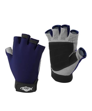 Palmyth UV Fishing Gloves Sun Protection Fingerless Kayaking Glove Men Women UPF 50+ SPF for Sailing, Hiking, Paddling, Canoeing, Rowing, Driving Navy Blue Medium
