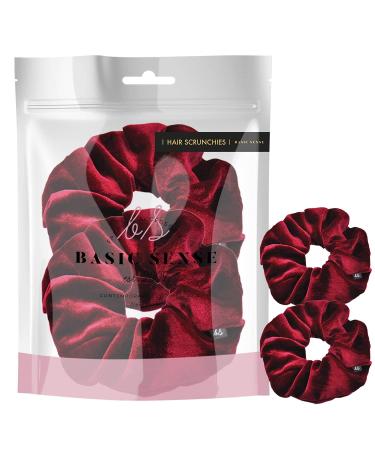 2 PCS Premium Large Hair Velvet Scrunchies Ties Bands Updo Ponytail Bobble Scrunchy Holder For Women Girl Kids Burgundy