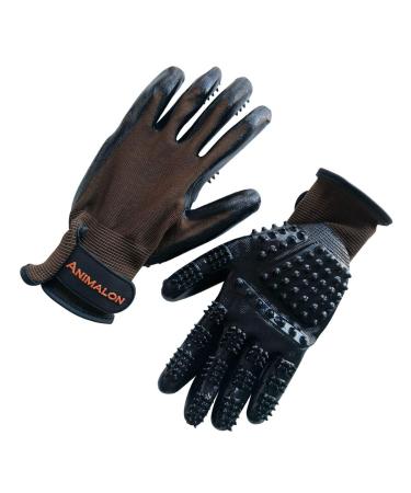 Animalon fur care glove made of rubber (double pack) |Innovative and practical fur change helper for horses and dogs |Rubber string gloves for horses especially in the change of fur (L)