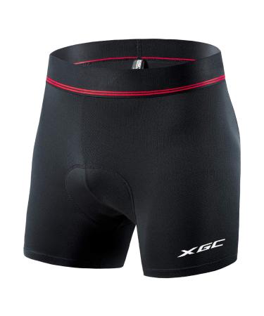 XGC Men's Cycling Underpants Cycling Shorts Cycling Pants with Elastic Breathable 4D Gel Seat Pad with A High Density Black L