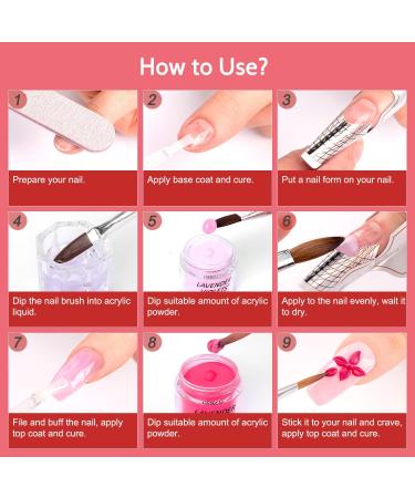 Lavender Violets Acrylic Nail Kit 12 Colors with Monomer Liquid Set - Hot Pink Halloween Red Vampire Nail Extension Powder - Professional Acrylic Tool Kit N963B - Buy Online on SooperMarket.com