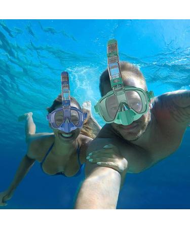 Bairuifu Dry Top Foldable Snorkel Mask Set - 180 Panoramic View, Anti-Fog & Leak Protection, Camera Mount, Ideal for Scuba Diving & Snorkeling - Light Blue, Large - Buy Online on SooperMarket.com