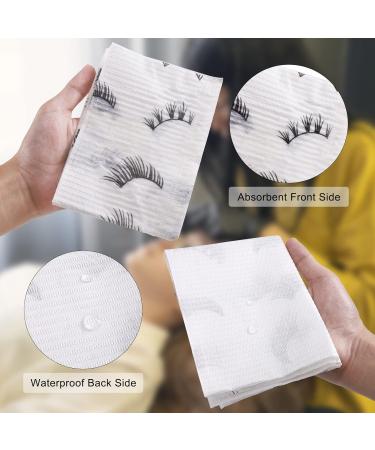 PRASNE Lashing Dental Bibs Disposable 125 Pack + Lash Pillow Cover | White 3-Ply Towels | Waterproof Towels 13 x 18 | Black Eyelash Printed - Buy Online on SooperMarket.com