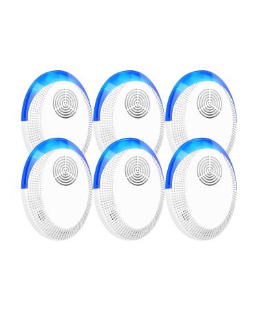 Okutani Ultrasonic Pest Repeller 6 Pack, Mouse Repellent Ultrasonic Plugin Indoor Home Electronic Pest Control for Spiders Roaches Insects Rodents White