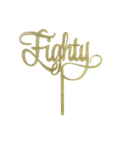 Eighty HAPPY BIRTHDAY Gold Glitter ACRYLIC Cake Topper 80