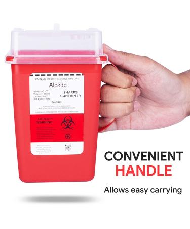 Sharps Container for Home Use and Professional 1 Quart (3-Pack) by Alcedo | Biohazard Needle and Syringe Disposal | Small Portable Container for Travel 1 Quart 3 - Buy Online on SooperMarket.com