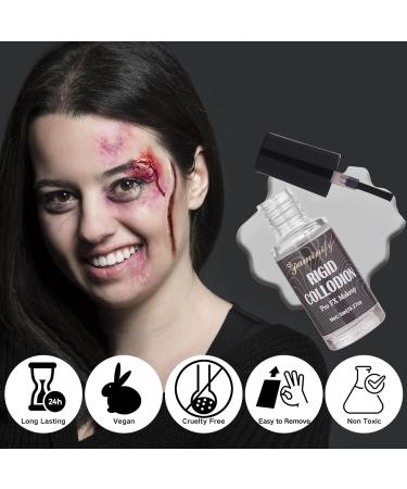 Makeup Rigid Collodion & Remover Kit - Liquid Scar Makeup for Halloween | SFX Scarring Liquid with Brush (5ml + 30ml - Buy Online on SooperMarket.com