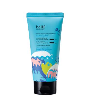 belif Aqua Bomb Jelly Cleanser | Gentle yet Effective Clean Beauty Cleanser | Foaming Makeup Remover for All Skin Types | Daily Face Wash Removes Dirt  Oil & Waterproof Makeup | 5.41 floz