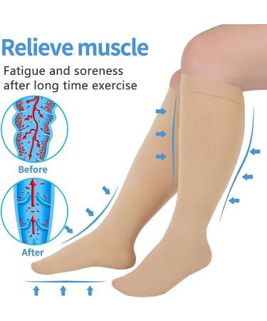 XX-Large Extra Wide Calf Compression Socks 20-30 mmHg Knee High Stockings for Swelling Pain - Beige - Buy Online on SooperMarket.com