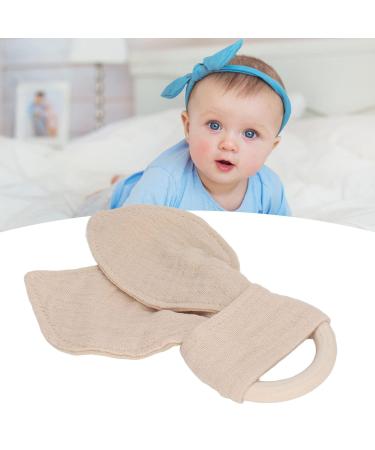 Soft Baby Teething Wooden Ring | Handgrip Training Teether Toys for Babies - Khaki | International Shipping Available - Buy Online on SooperMarket.com