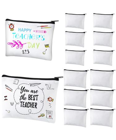 12 Pieces Cosmetic Bags Multipurpose Sublimation Blanks DIY Heat Transfer Makeup Bags Canvas Pen Case Pencil Bag Iron on Transfer Zipper Canvas Pouch Toiletry Pouch (7.9 x 5.5 Inch, 5.9 x 4.7 Inch) 7.9 x 5.5 Inch, 5.9 x 4.…