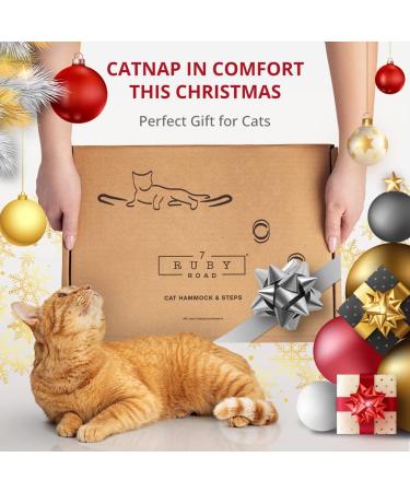 Ruby Road Cat Hammock Wall Mounted Shelf with Steps - Modern Cat Bed for Large Cats - Cat Furniture for Sleeping, Playing, Climbing, and Lounging - Buy Online on SooperMarket.com