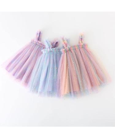 PythJooh Baby Girl Tulle Dress | Toddler Sleeveless Butterfly Wings Tutu Princess Dress | Daisy Stars Sundress for 0-4 Years | 2-3 Years | Starry Pink - Buy Online on SooperMarket.com