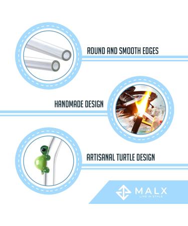 MALX 5-Pack 8.5" x 0.3" Turtle Glass Straws Set of 4 Handmade Transparent Long Straws and 1 Cleaning Brush. Suitable for Cold and hot Drinks Aesthetic Cute Straws with Charm Coquette Straws - Buy Online on SooperMarket.com