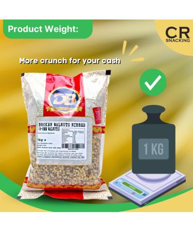 Chopped Walnuts Raw 1kg (4-8mm) - Walnuts nibbed 1kg | Walnut Nibbed Vegan Snacks | Healthy Sugar Free Gluten Free Snacks I Walnuts small pieces I Walnuts For baking - Buy Online on SooperMarket.com