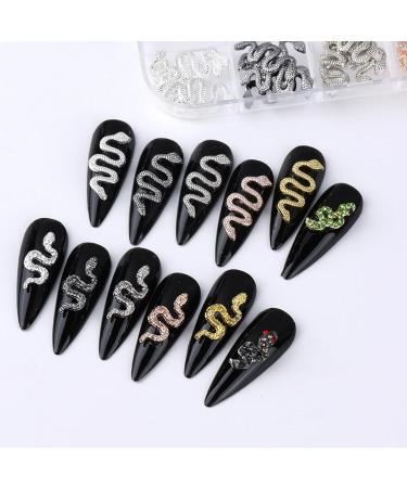 RUNRAYAY 60Pcs snake Luxury Nail Art Rhinestone 3D Dangle Nail Art Charms Crystal Gems Nail Diamond for Girl Women DIY Nail Design Craft Jewelry Making with a Box 5 Styles - Buy Online on SooperMarket.com