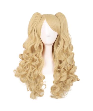 MapofBeauty 28 inch/70cm Lolita Long Curly 2 Ponytails 1 Wig Cosplay Wig (Orange Yellow)