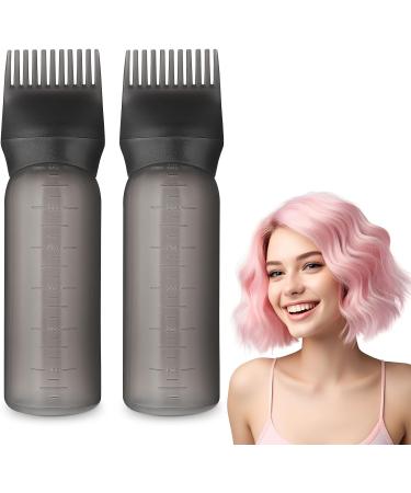 WLLHYF 2 Pack Root Comb Applicator Bottle 6 Ounce Hair Dye Bottle Brush Hair Oil Squeeze Bottles Plastic Hair Root Comb Color Applicator with Graduated Scale (Black) - Buy Online on SooperMarket.com