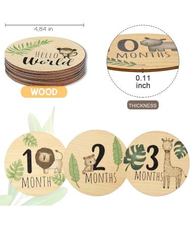 7pcs Wooden Baby Monthly Milestone Cards | Double Sided Newborn Welcome Sign | Baby Milestone Stickers for Boy and Girl - Buy Online on SooperMarket.com
