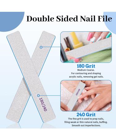 12pcs Professional Nail Files 180/240 Grit for Natural & Artificial Nails - Double Sided Emery Boards for Thick Nails - Washable Edge - Buy Online on SooperMarket.com