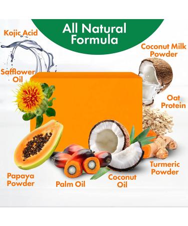 Papaya Soap Bar for Dark Spots, Acne, and Scars - Brightens Skin Tone with Turmeric & Essential Oils - Made in USA - 4 oz - Buy Online on SooperMarket.com