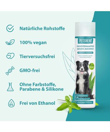 Petshero Dog Shampoo for Mites Fleas & Ticks | 250ml - Puppy Safe Pleasant Fragrance Dermatest Approved - Buy Online on SooperMarket.com