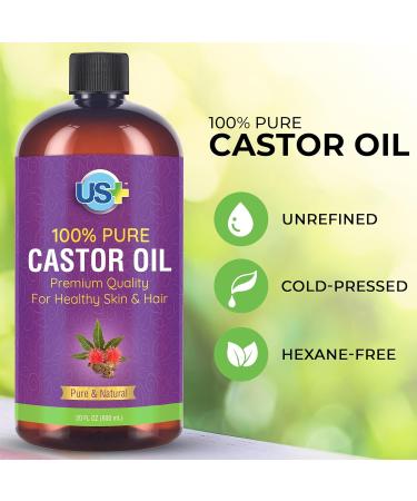 20oz 100% Pure Castor Oil - Cold-Pressed & Unrefined - Hexane-Free BPA-Free - Premium USP Grade for Healthy Skin & Hair - International Shipping Available - Buy Online on SooperMarket.com