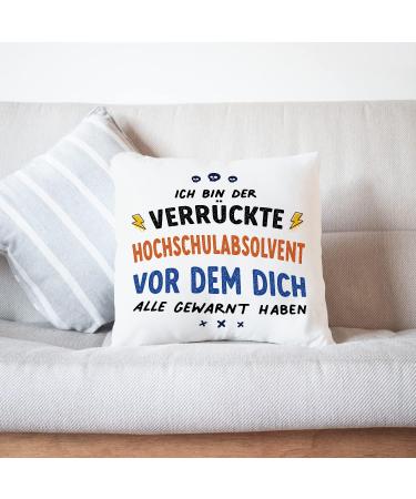 MUGFFINS GRADUATE man Cushion Padding included - in German - Dich alle gewarnt haben - Funny gift - Pillow: cover and filling 15.7x15.7 inches Hochschulabsolvent - Buy Online on SooperMarket.com