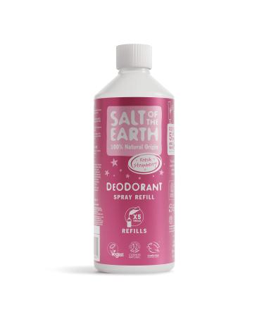 Salt of the Earth - Natural Deodorant Spray Refill - Certified Natural Vegan Long Lasting Protection Leaping Bunny Approved Made in the UK - 500ml (Sweet Strawberry 500ml) Sweet Strawberry 500 ml (Pack of 1)