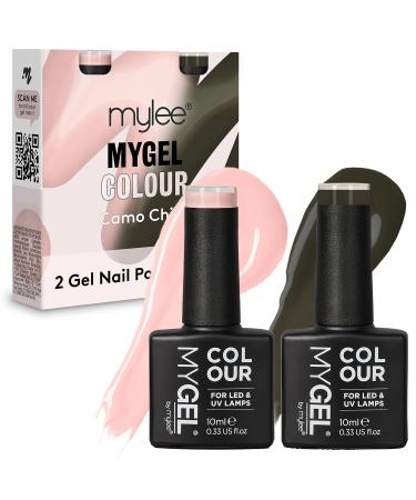 Mylee Gel Nail Polish Duo Colour Set 2x10ml Camo Chick UV/LED Soak-Off Nail Art Manicure Pedicure for Professional Salon & Home Use - Long Lasting & Easy to Apply