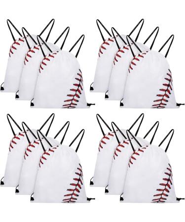 Frienda Drawstring Backpack Baseball Drawstring Bag Baseball Drawstring Party Favor Bags for Your Gym Class and Sports Teams (12 Pieces)