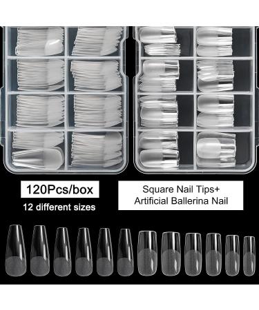 AORAEM 240pcs Acrylic False Nail Tips - Square & Coffin Shapes for DIY Nail Salon - Buy Online on SooperMarket.com