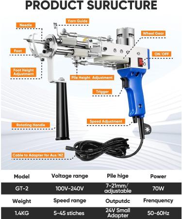 BESGEER Rug Tufting Gun & Carpet Trimmer Kit - 2-in-1 Cut & Loop Pile Machine Starter Kit for Beginners - Buy Online on SooperMarket.com
