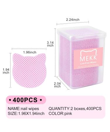 MEKK Lint Free Nail Wipes - 400PCS Cat Shape Remover Pads for Nail Polish & Lash Extensions | Super Absorbent Non-Woven Fabric - Pink - Buy Online on SooperMarket.com