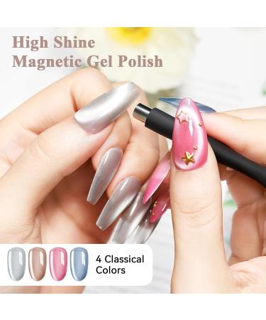 MIZHSE Moonlight Cat Eye Gel Polish 10ml - Magnetic Shimmer Crystal Gel Silver Blue Aurora Manicure Set for DIY Nail Art - Best for Home Salon - Buy Online on SooperMarket.com