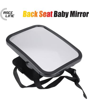 Almineez Large Shatterproof Baby Mirror - Wide Rear View & Fully Adjustable Tilt - Anti-Wobble Straps for Car Back Seat Safety - Buy Online on SooperMarket.com
