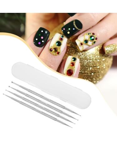 KMZ 4 Pcs Stainless Steel Nail Art Kit - Professional Ball End Dotting Pen & Brushes for Rhinestone & Polymer Clay Designs - Buy Online on SooperMarket.com