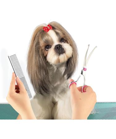 Professional Curved Dog & Cat Grooming Scissors Set - Pink Stainless Steel with Pet Comb | International Shipping - Buy Online on SooperMarket.com
