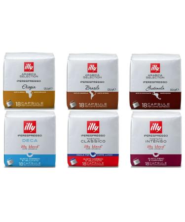 illy Coffee Pods 18 Capsules 7 Flavours To Pick From Customize From Lungo Classico Decaf Intenso Guatemala Ethiopia & Brasile