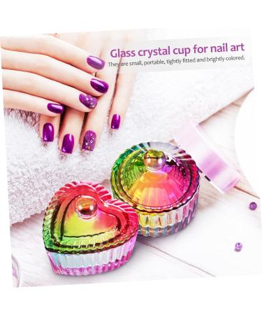FRCOLOR 10 Pcs colorful crystal cup acrylic nail brush Rainbow Glass Crystal Acrylic dappen dishes monomer glass cups with lid dappen dish for acrylic nails glassware Nail supplies liquid - Buy Online on SooperMarket.com