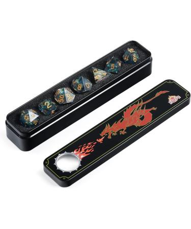Dungeons and Dragons Dice Set DNDND Handmade Sharp Edge 7 Resin D&D Die with Gift Dice Case for DND Dungeons and Dragon Game (Dark Cyan with Gold Number) - Buy Online on SooperMarket.com