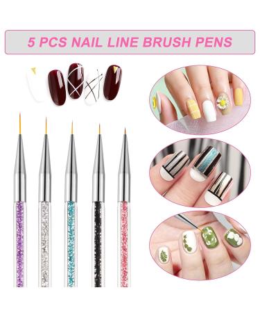 Sularpek 5 Pcs Double Ended Nail Art Brushes Set | Liner Brushes, Dotting Tools & Painted Pen for DIY Nail Designs - Buy Online on SooperMarket.com