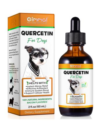 Quercetin for Dogs Dog Quercetin Drops with Vitamin C Supports Dogs Allergy Relief Support Balanced Immune System Pet Supplement Quercetin for Dog Allergies Bacon Flavor - 1 Pack 60ml / 2 Fl Oz