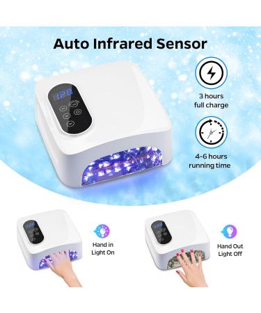 Cordless UV LED Nail Lamp COLORENE 72W Rechargeable Nail Light Quick Curing Dryer Professional Nail Dryer Gel Polish Light with 4 Timer Setting Auto Sensor for Salon Home Nail Art White - Buy Online on SooperMarket.com