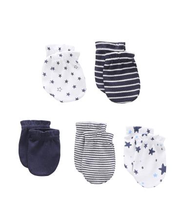 Baby Cotton Scratch Mittens-5 Pairs for baby boys girls Newborn 0-6 Months Black mittens