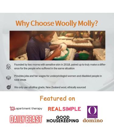 Woolly Molly XL 6-Pack Organic Wool Dryer Balls New Zealand Wool, 1200 Loads, Energy & Time Saver, Fabric Softener, Anti-Static, Lint Free - Buy Online on SooperMarket.com